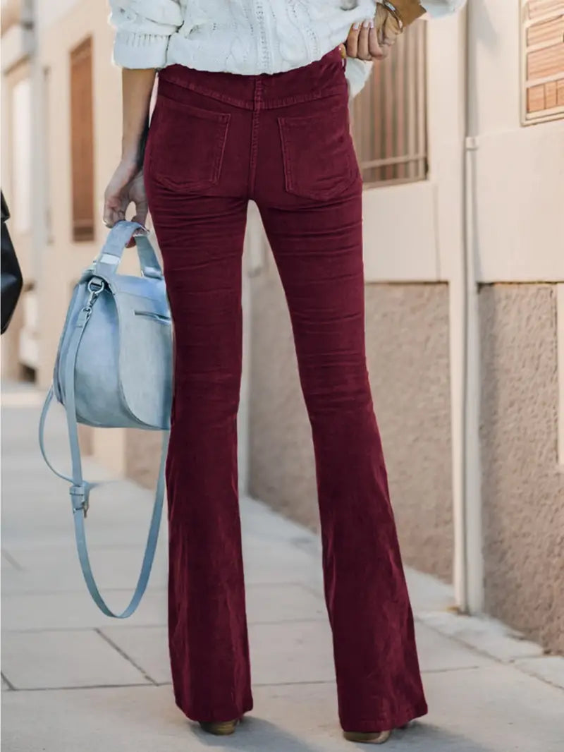 Dames Herfst Cord Broek | Lang, Uitlopend