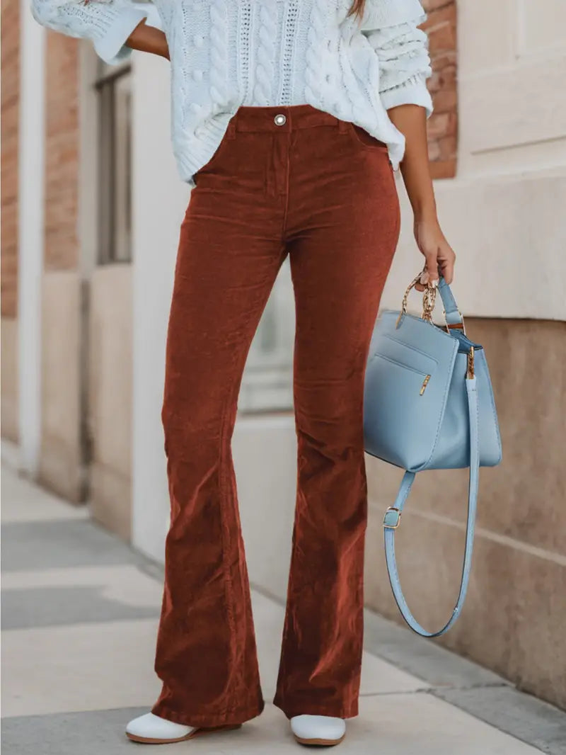 Dames Herfst Cord Broek | Lang, Uitlopend