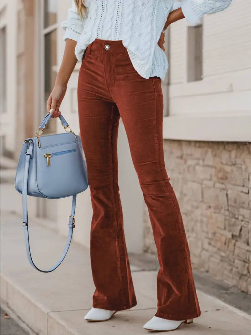 Dames Herfst Cord Broek | Lang, Uitlopend