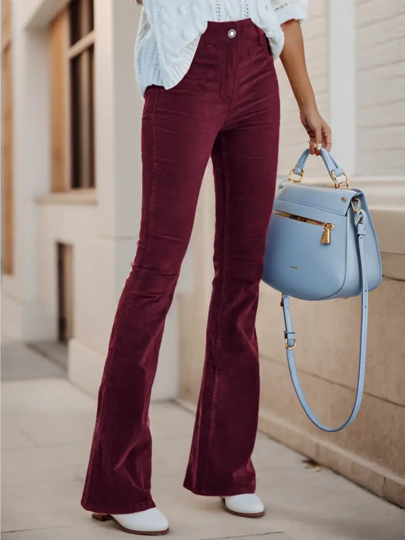 Dames Herfst Cord Broek | Lang, Uitlopend