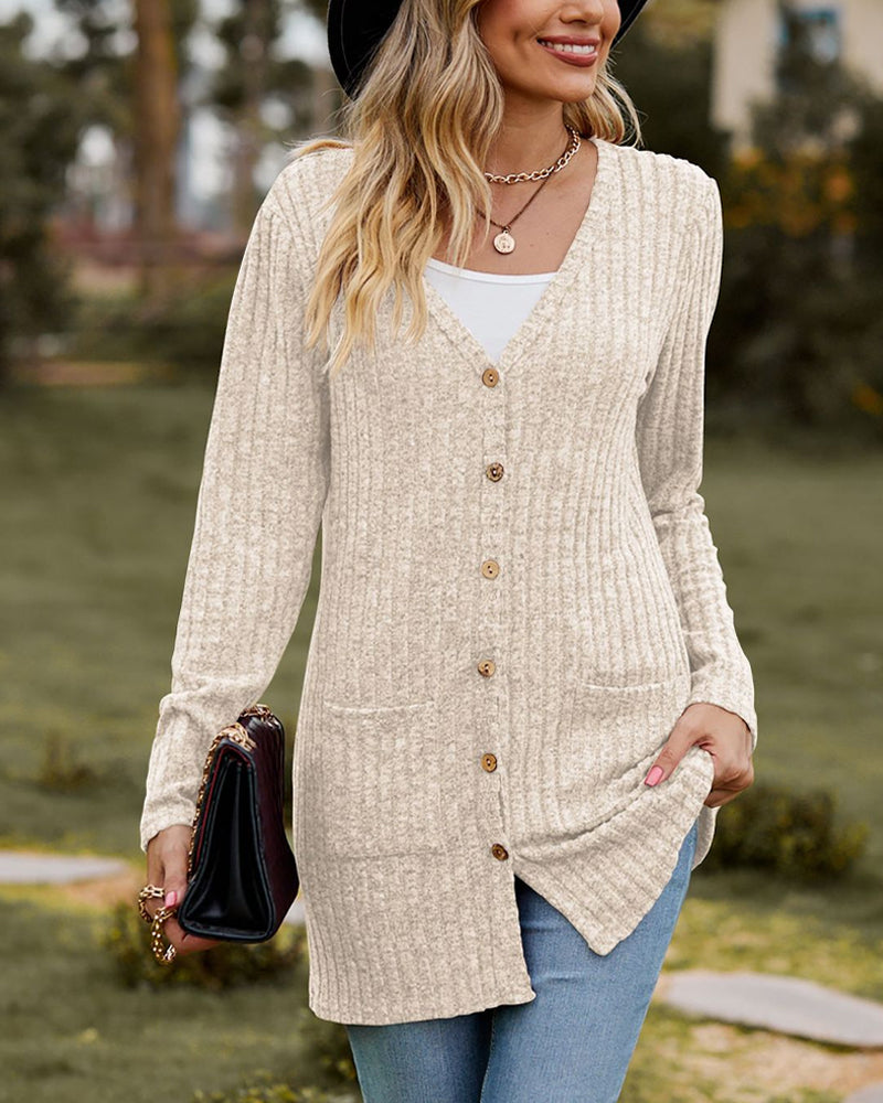 Dames Herfst Cardigan | Geribbeld, Met Knopen