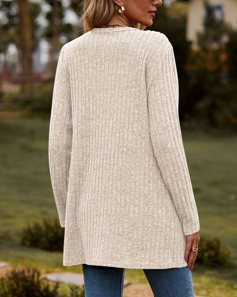 Dames Herfst Cardigan | Geribbeld, Met Knopen