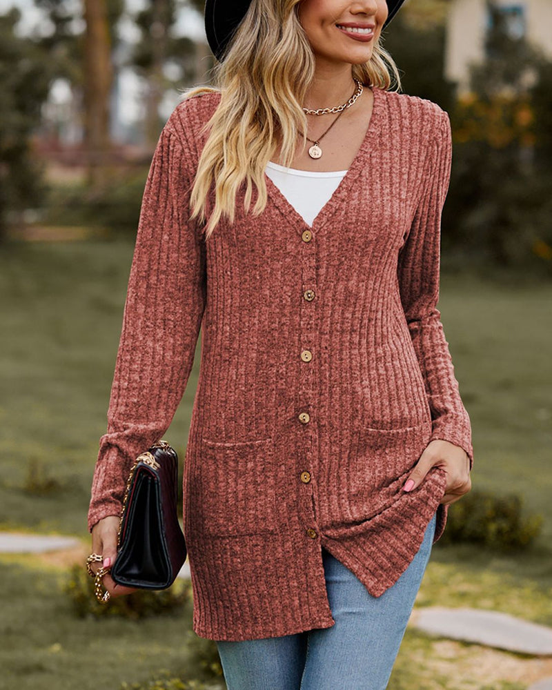 Dames Herfst Cardigan | Geribbeld, Met Knopen