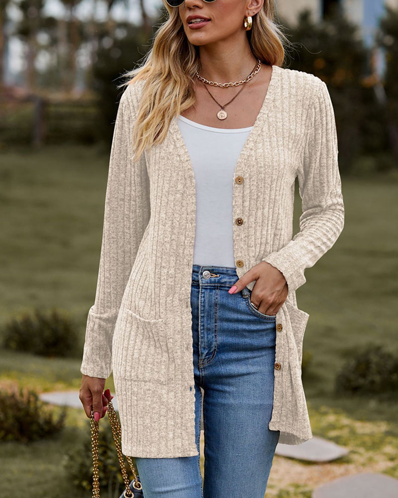 Dames Herfst Cardigan | Geribbeld, Met Knopen