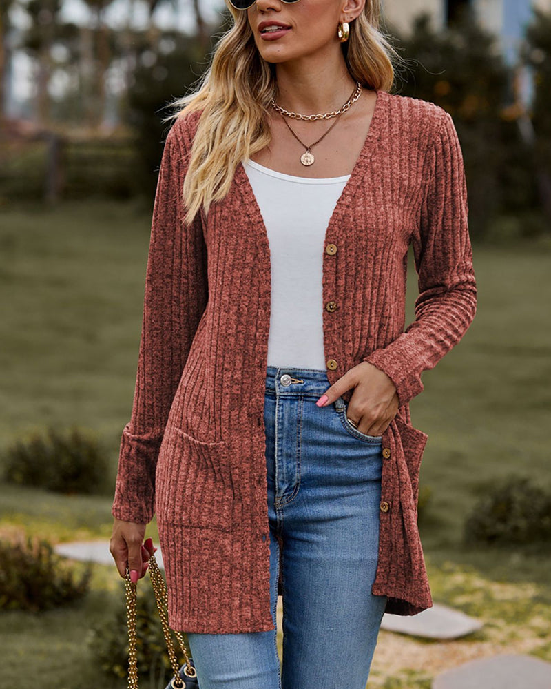 Dames Herfst Cardigan | Geribbeld, Met Knopen
