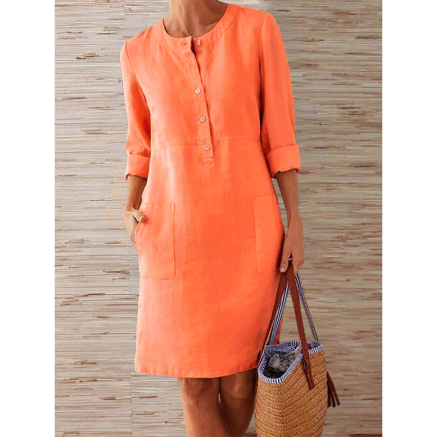 Dames Linnen Zomerjurk | Midi