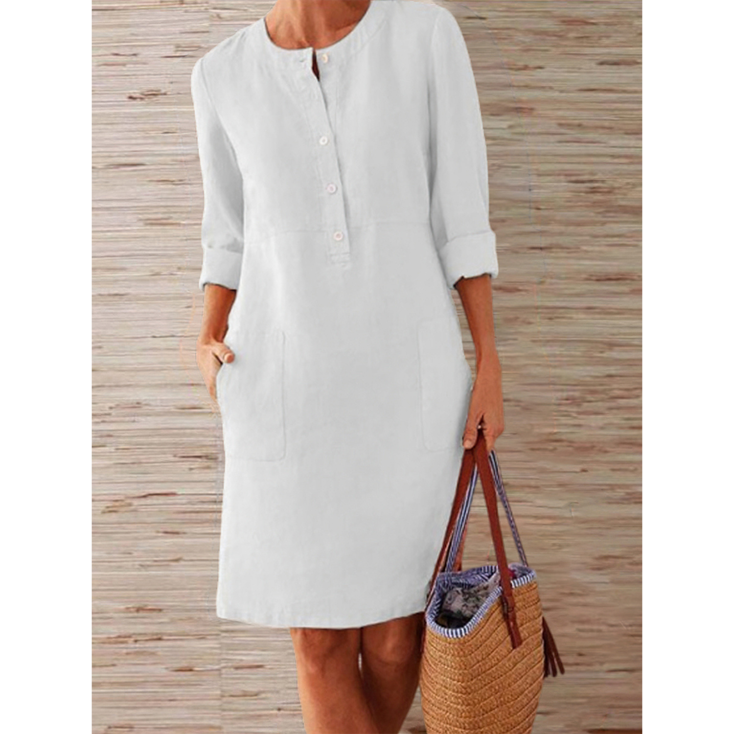 Dames Linnen Zomerjurk | Midi