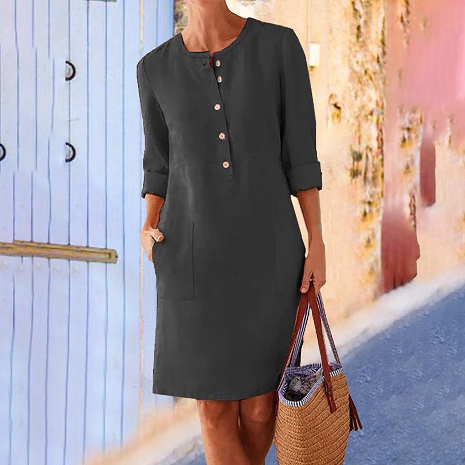 Dames Linnen Zomerjurk | Midi