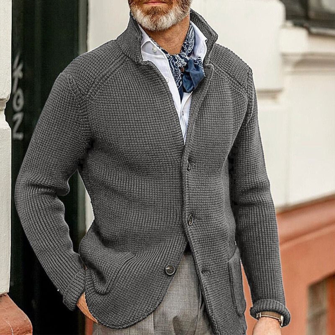 Heren Gebreide Cardigan | Lang, Gestructureerd