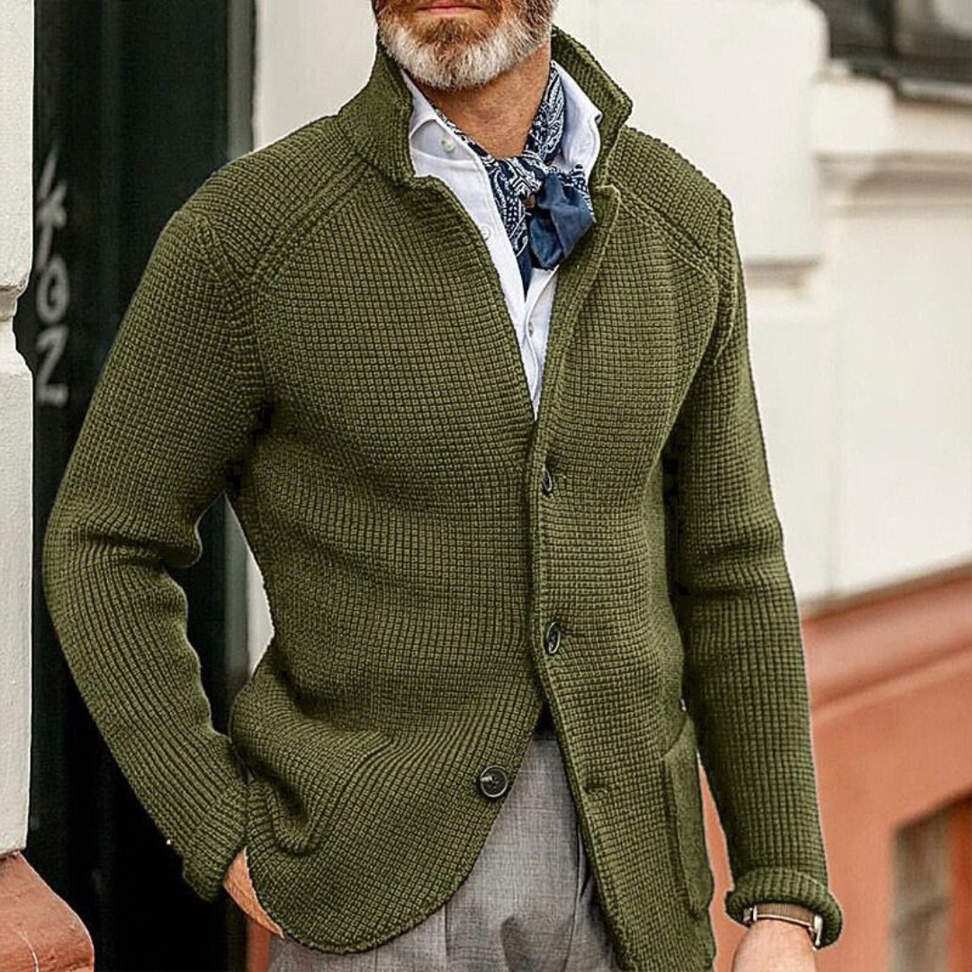 Heren Gebreide Cardigan | Lang, Gestructureerd