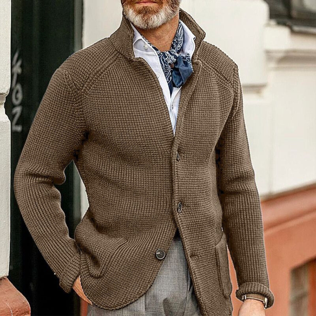 Heren Gebreide Cardigan | Lang, Gestructureerd