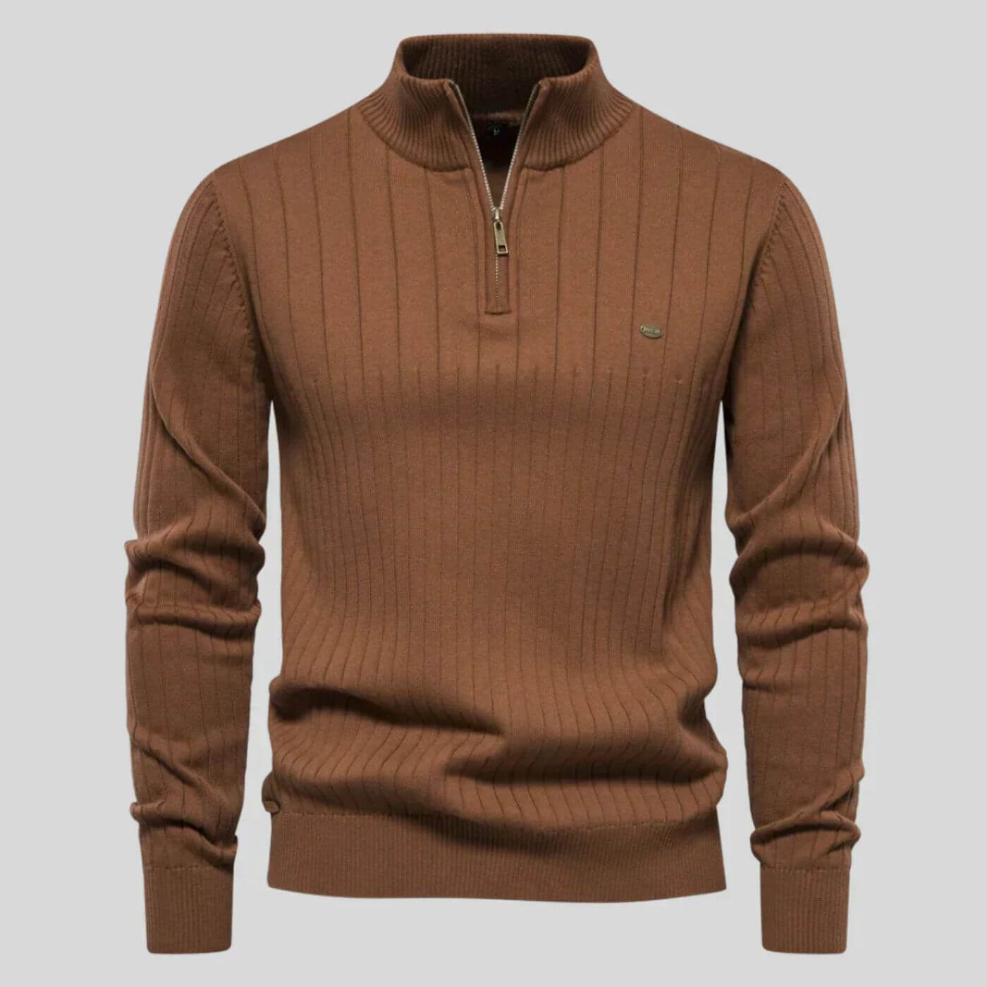 Heren Strak Gebreide Pullover | Zipper, Lang