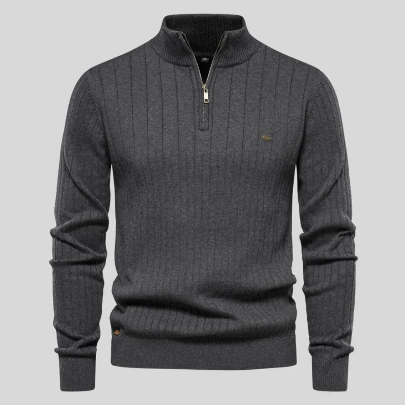 Heren Strak Gebreide Pullover | Zipper, Lang