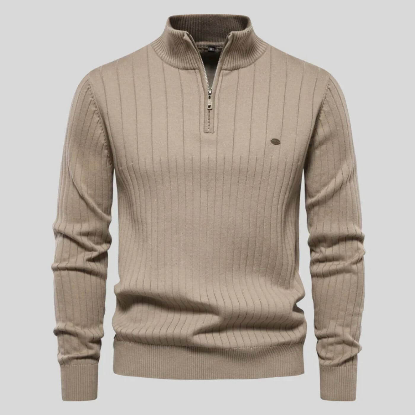 Heren Strak Gebreide Pullover | Zipper, Lang