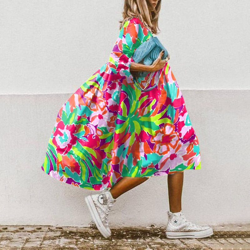 Dames Kleurrijke oversized zomerjurk | Midi