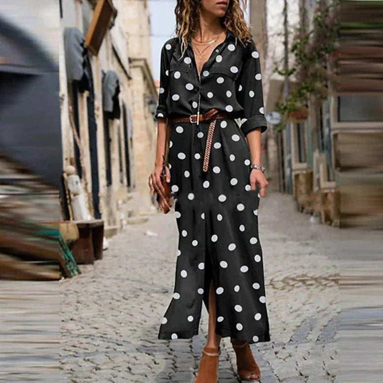 Sofia | Damen Elegante Polka Dot Zomerjurk | Maxi