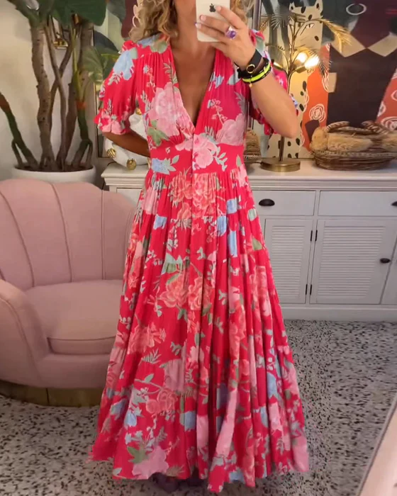 Isabella | Dames Elegante Bloemen Zomerjurk | Maxi