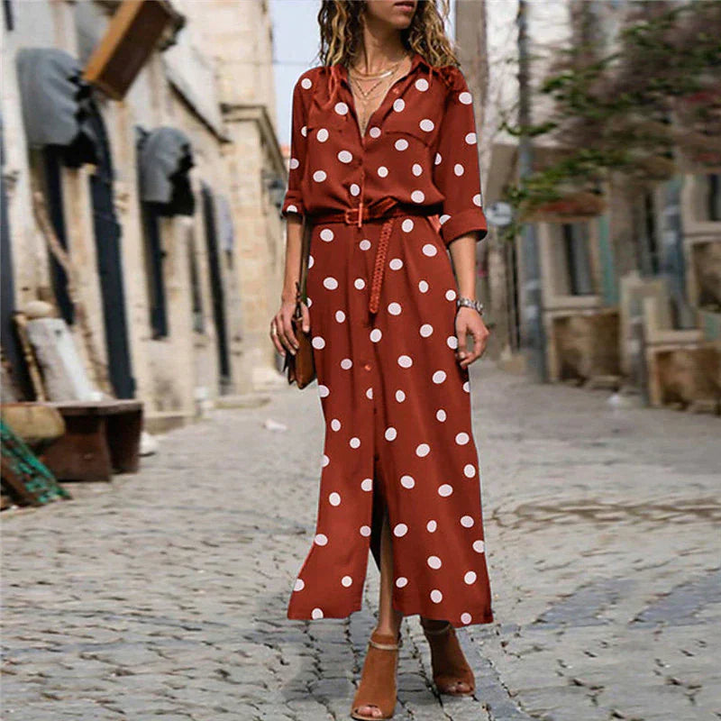 Sofia | Damen Elegante Polka Dot Zomerjurk | Maxi