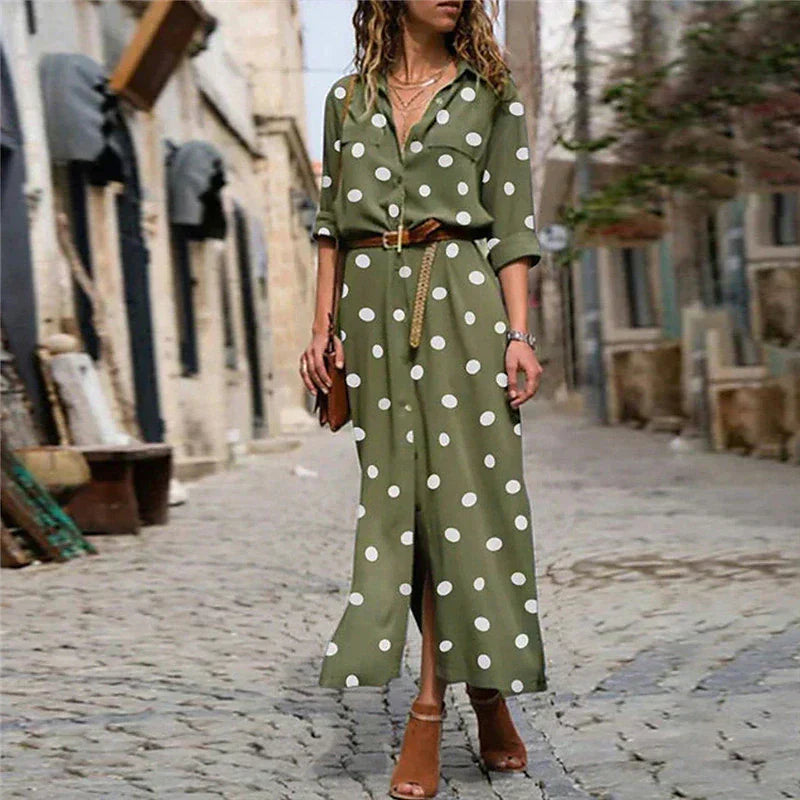 Sofia | Damen Elegante Polka Dot Zomerjurk | Maxi