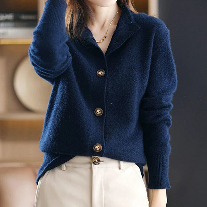 Dames Gebreide Pullover | Lang, Knoopsluiting