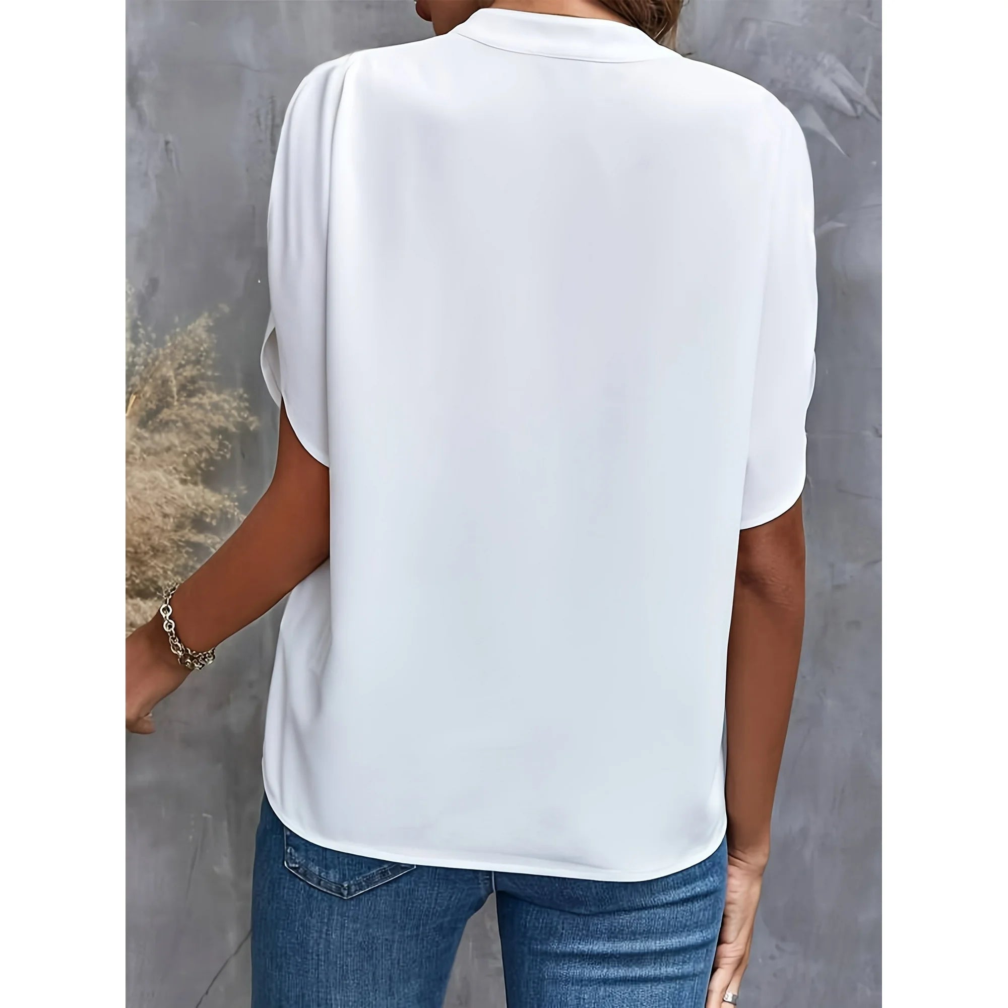 Dames Zomerse Elegante Blouse | Stehals, Kortemouw