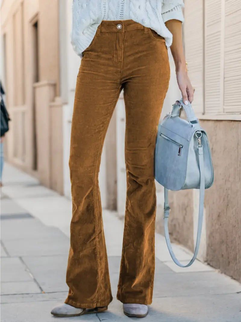 Dames Herfst Cord Broek | Lang, Uitlopend