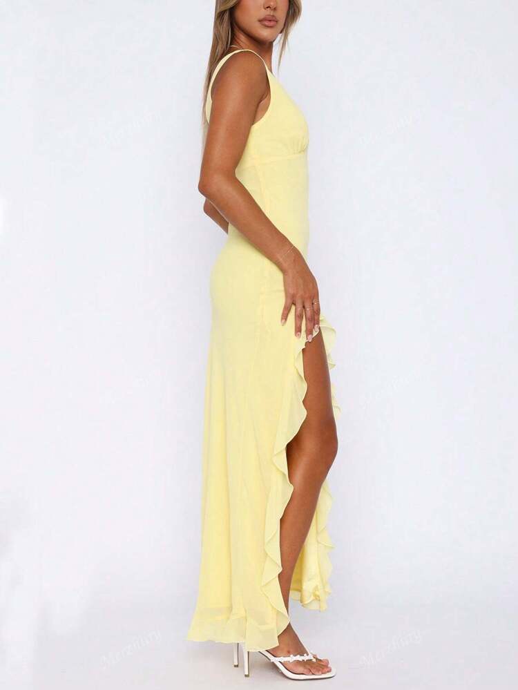 Dames Elegante avondjurk met hoge split | Maxi