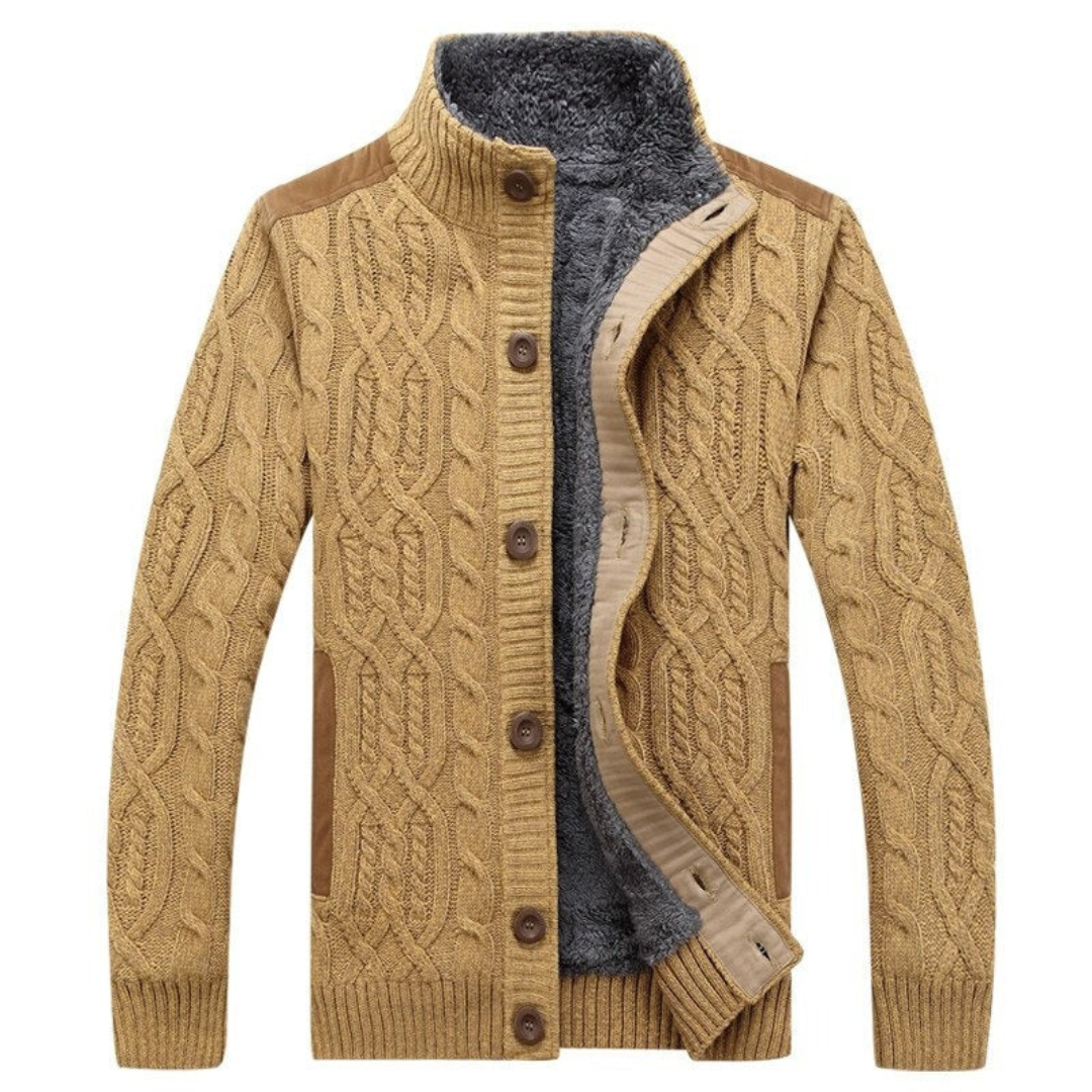 Heren Warme Winter Strickjacke | Fleece, Grofgebreid