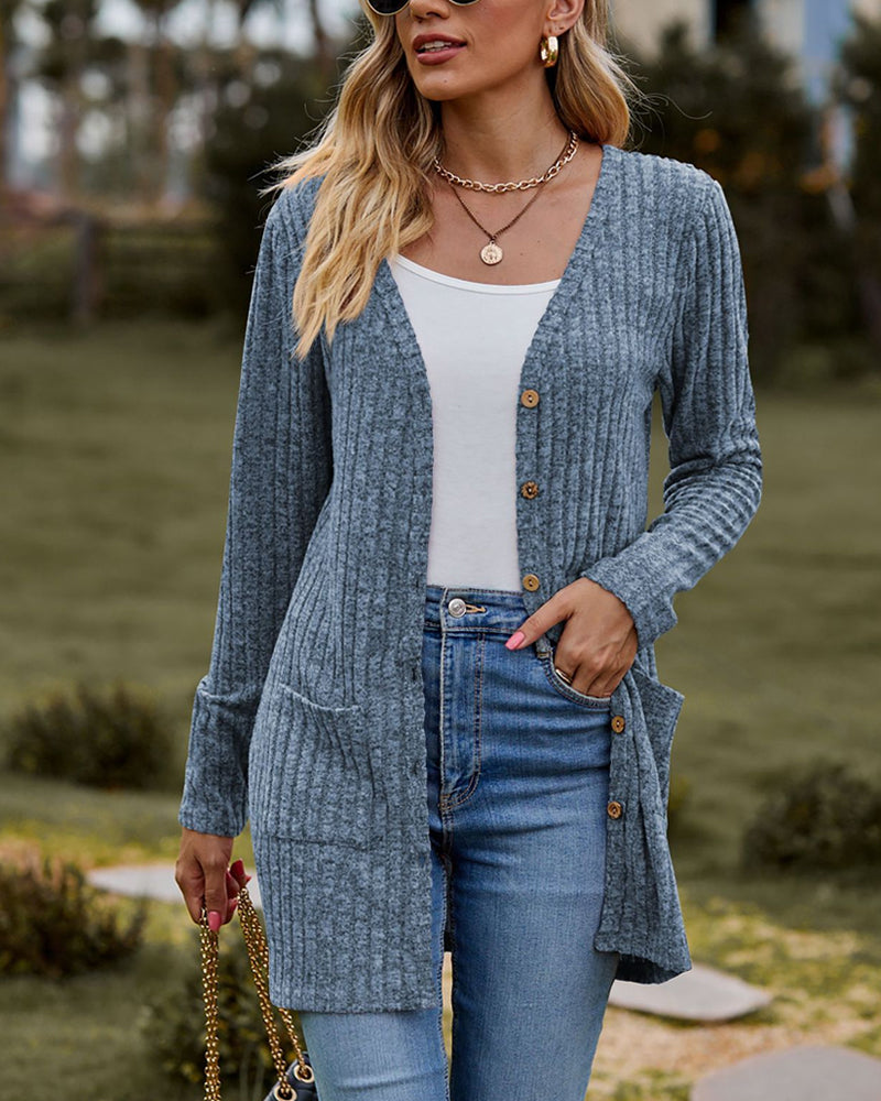 Dames Herfst Cardigan | Geribbeld, Met Knopen