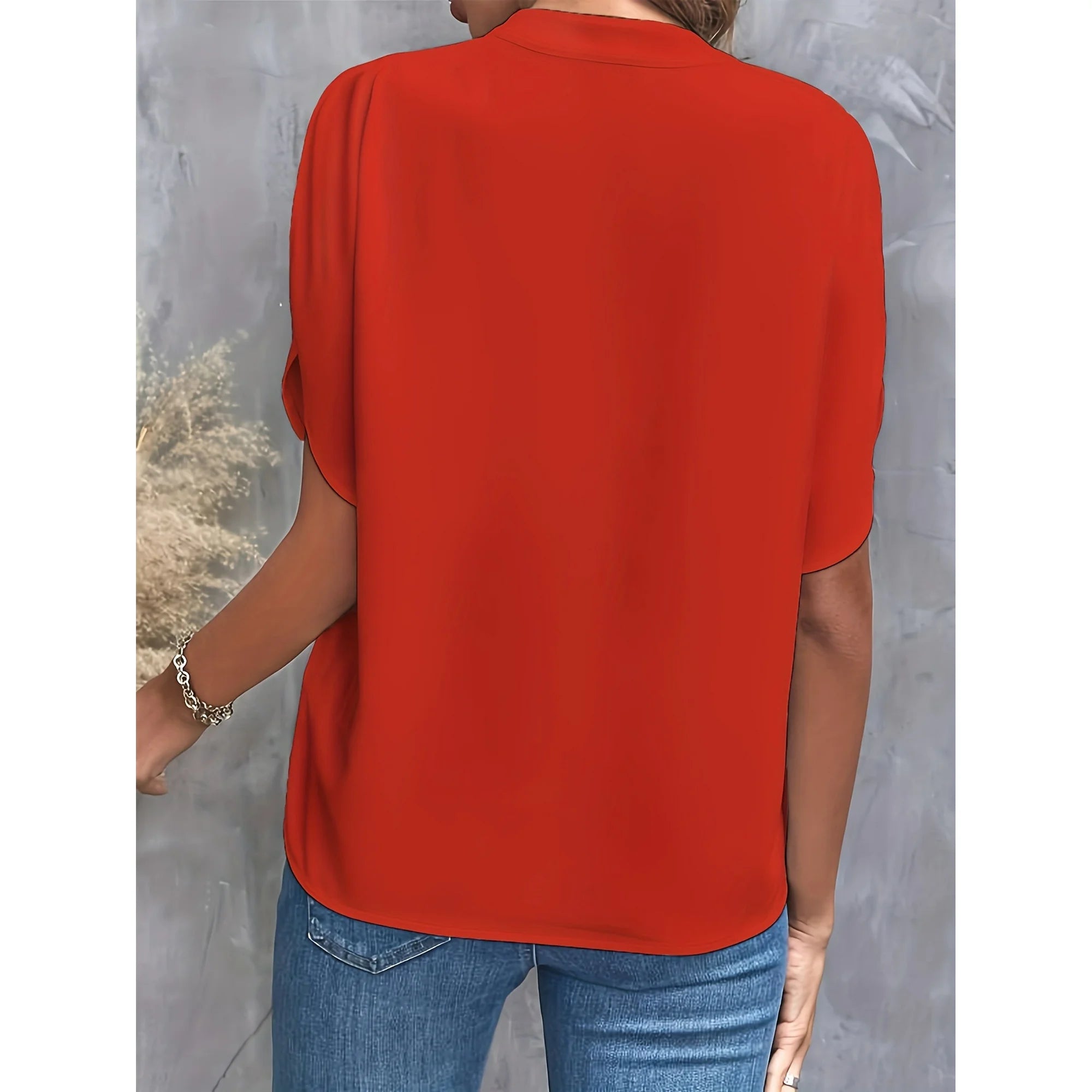Dames Zomerse Elegante Blouse | Stehals, Kortemouw