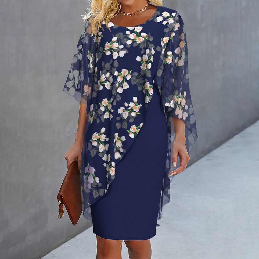 Dames Elegante Chiffon Bruiloftsgast Jurk | Midi