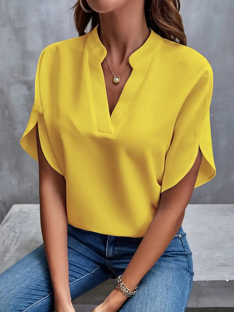 Dames Zomerse Elegante Blouse | Stehals, Kortemouw