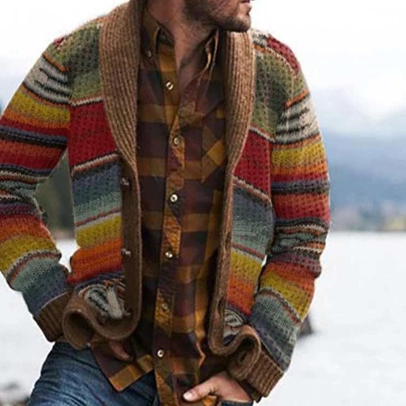 Heren Warme Winter Strickjacke | Lang, Grofgebreid