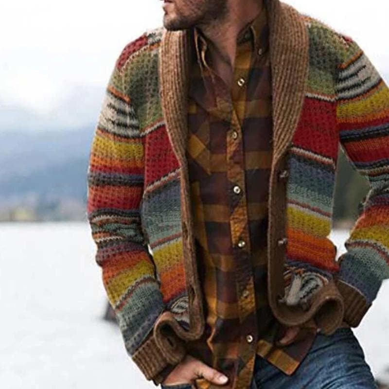 Heren Warme Winter Strickjacke | Lang, Grofgebreid