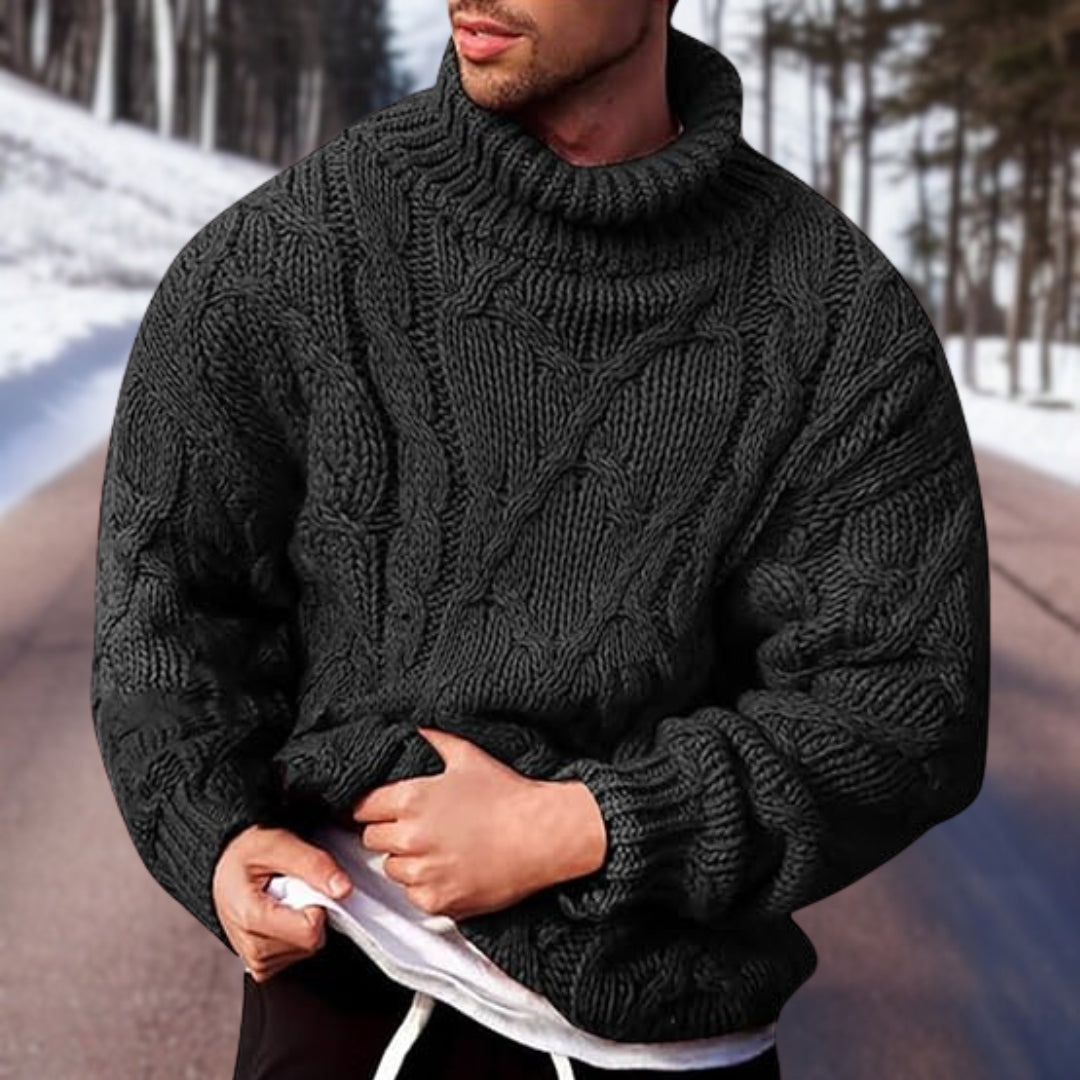 Heren Grofgebreide Pullover | Warme Rollkraagstijl