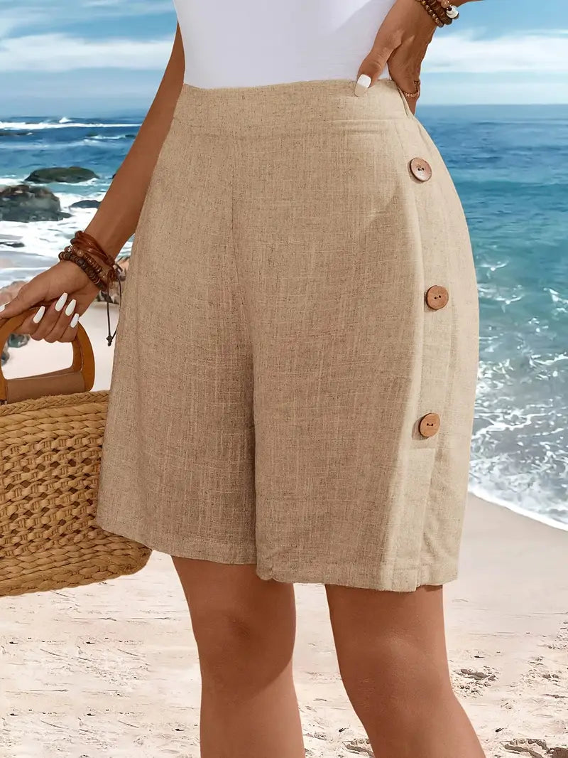 Damen Leichte Sommer Shorts | Kurz, Knopf