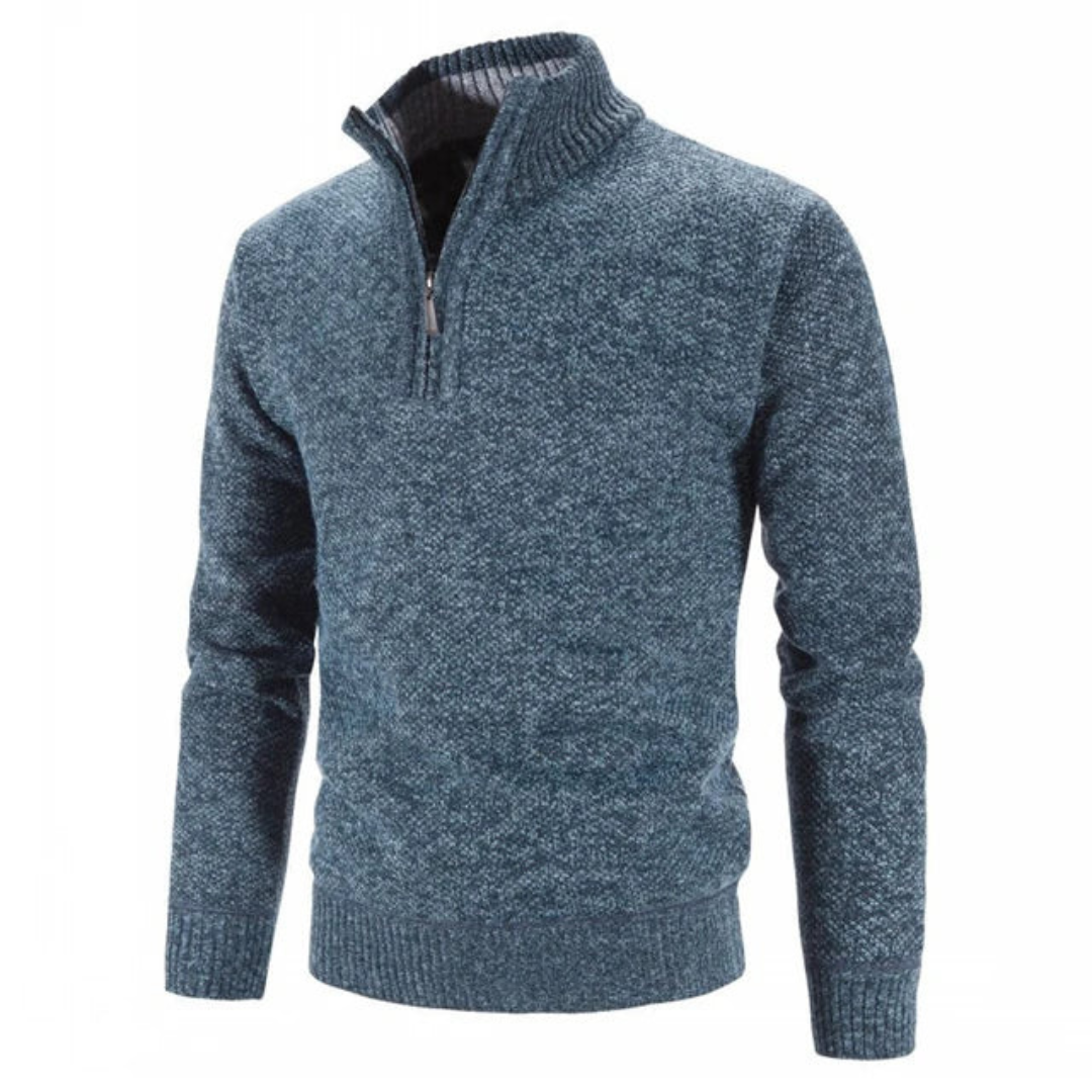 Heren Gebreide Pullover | Korte Rits en Warme Stijl