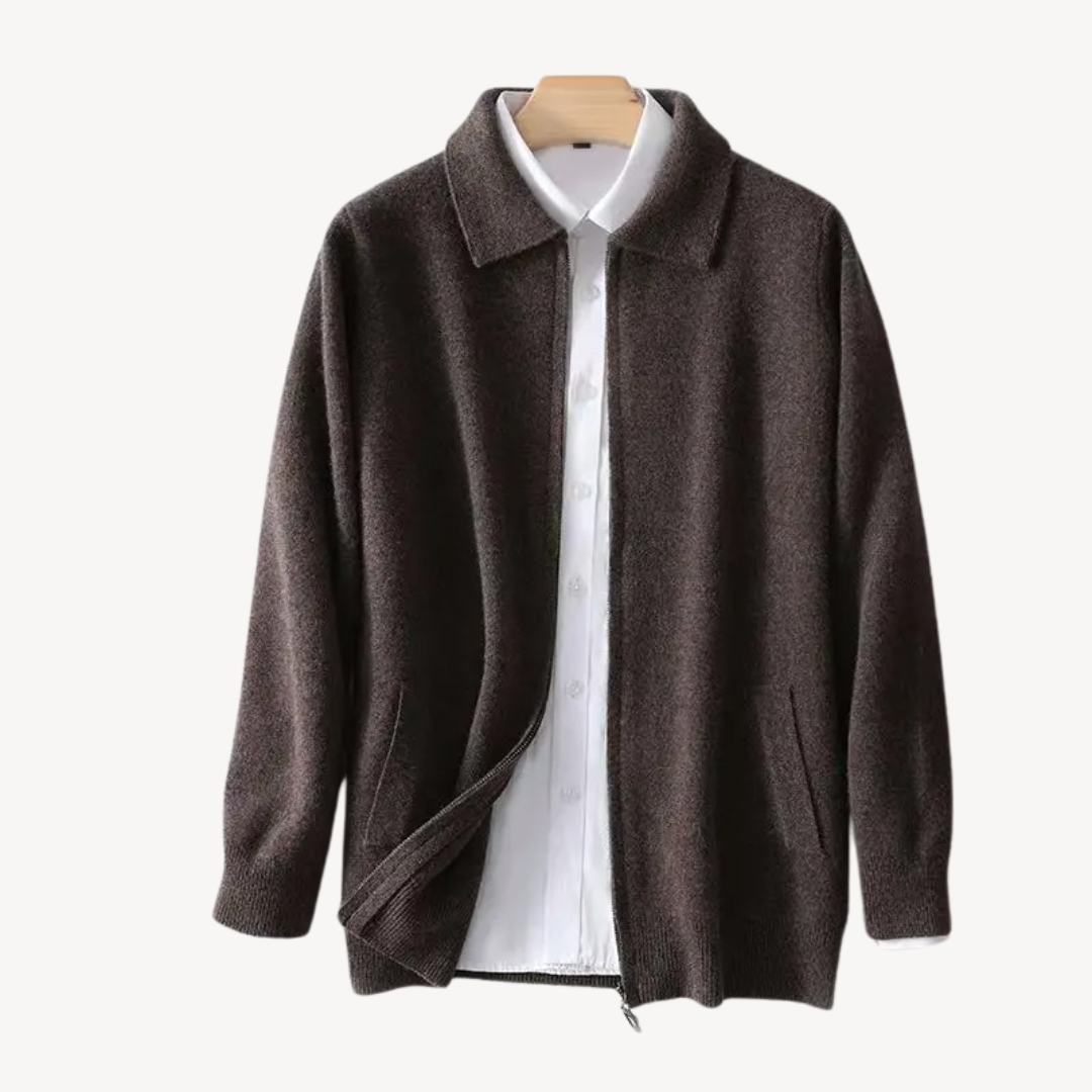 Heren Gebreid Herfst Vest | Ritssluiting, Kraag