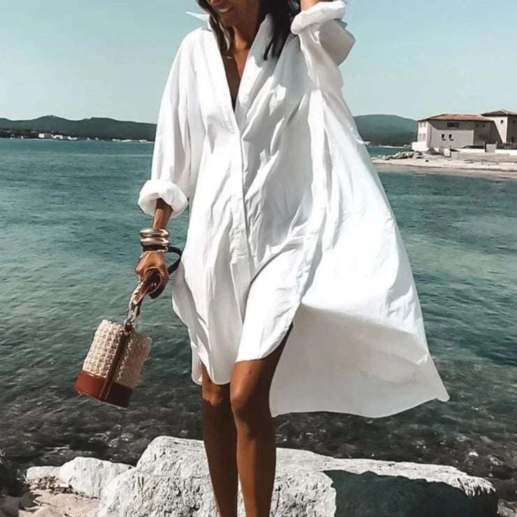 Dames Luchtige strandjurk met blouselook | Mini