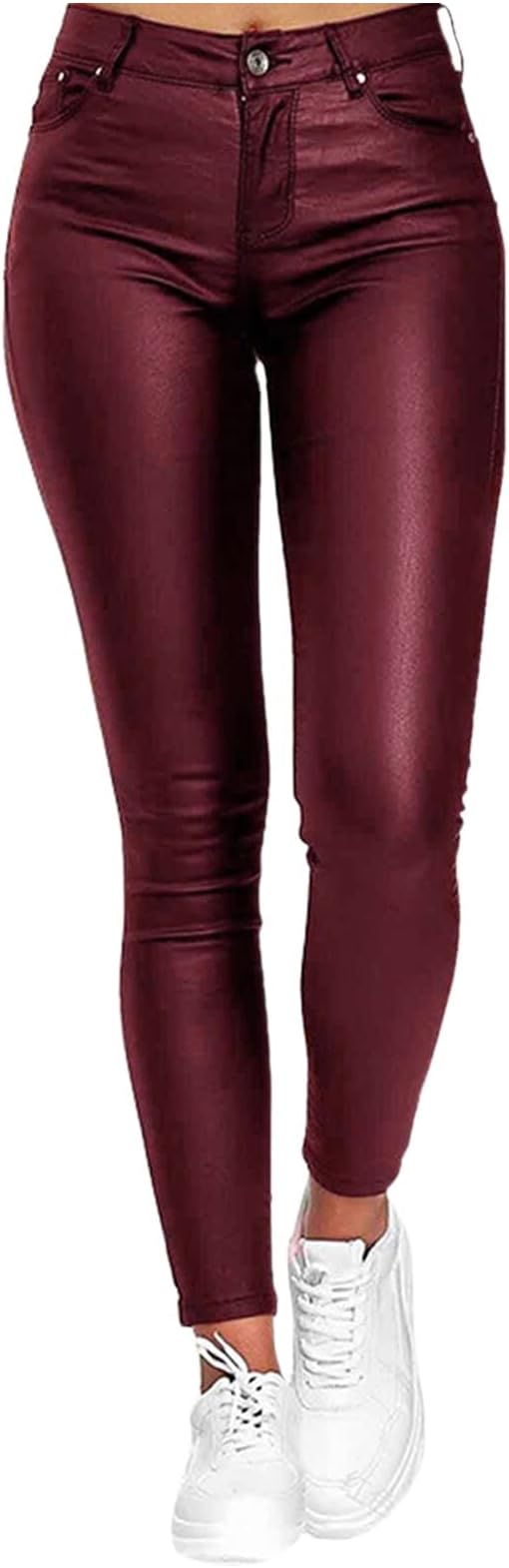 Dames Zomer Lederlook Broek | Strak, Lang