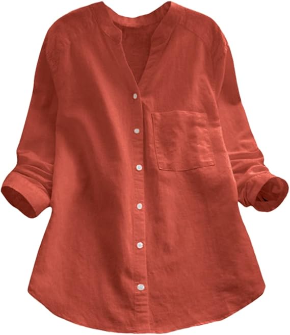Dames Zomerse Luchtige Blouse | Knoopsluiting, Langemouw