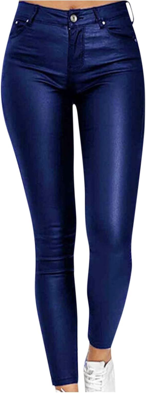 Dames Zomer Lederlook Broek | Strak, Lang