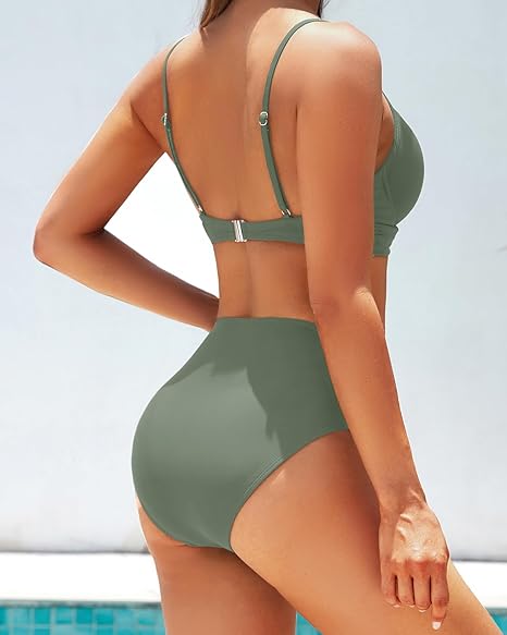 Dames Zomer Bikini | Hoog Taille, Gerimpeld