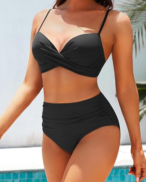 Dames Zomer Bikini | Hoog Taille, Gerimpeld