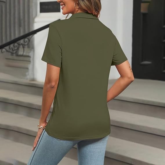 Dames Zomerse Polo T-shirt | Kortemouw, Knopenlijst