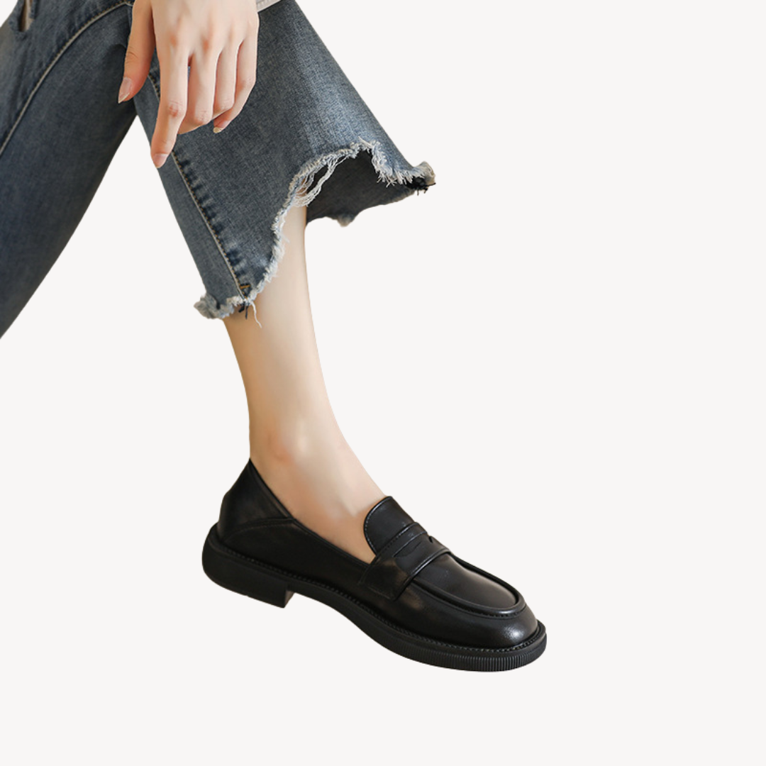 Dames Zomerse Leren Loafers | Elegant, Zwart