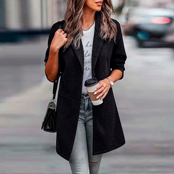 Dames Herfst Jas | Lang, Met Knoopsluiting