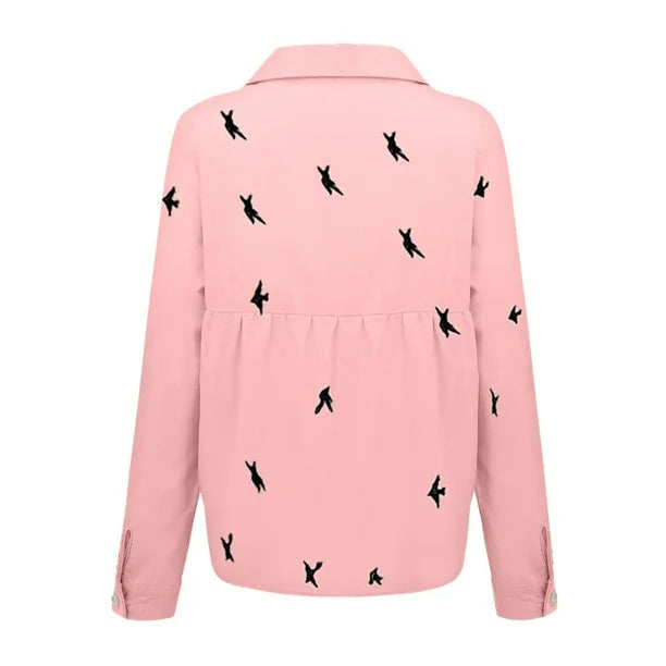 Dames Zomerse Luchtige Blouse | Zwaluwprint, Knoopsluiting