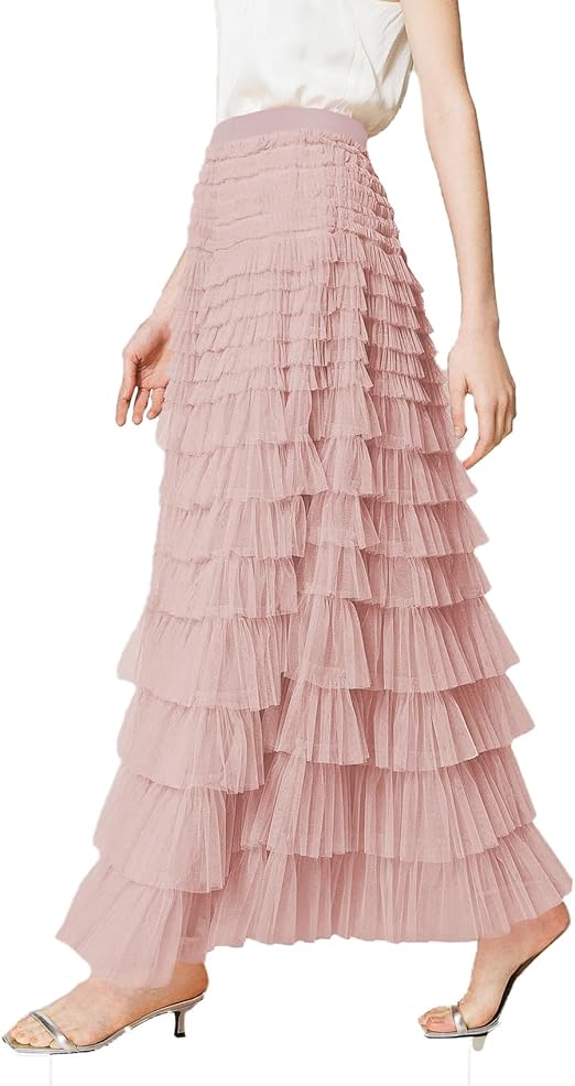 Dames Tulle geplooide rok | Lang