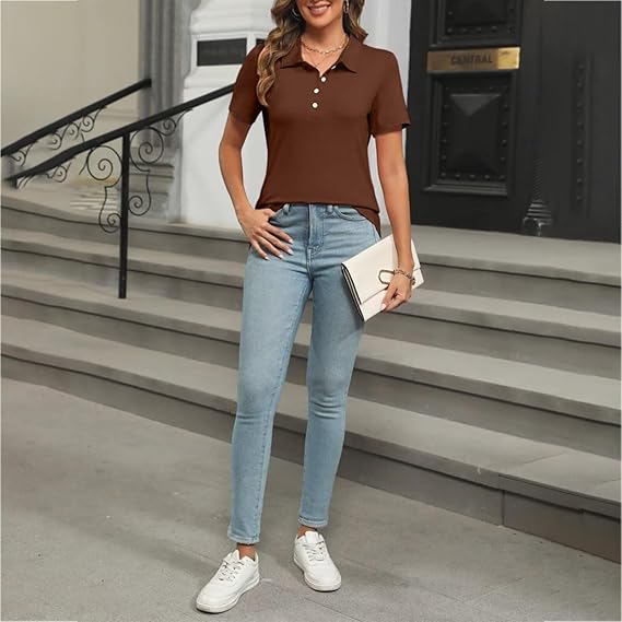 Dames Zomerse Polo T-shirt | Kortemouw, Knopenlijst